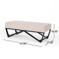 Simplie Fun Modern Tufted Upholstered Bench with Black Geometric Legs