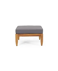 Streamdale Furniture Mid-Century Modern Acacia Wood Ottoman & Coffee Table Set