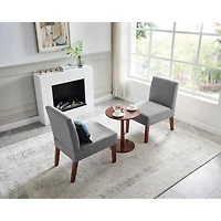 Streamdale Set of 2 Fabric Accent Chairs with Round Wood Table