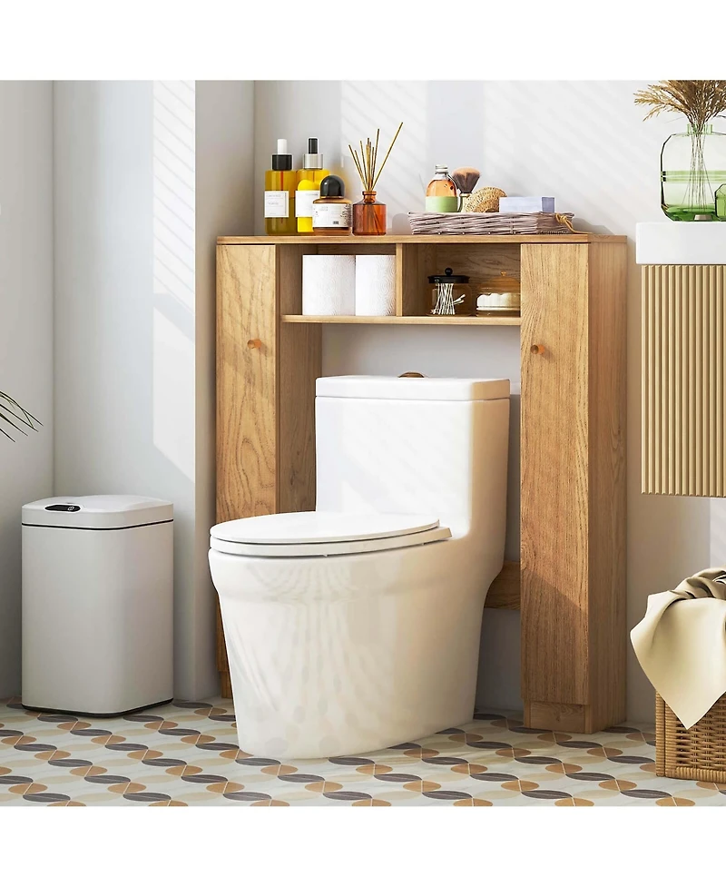 Costway Over The Toilet Storage Cabinet Double Door Bathroom Organizer
