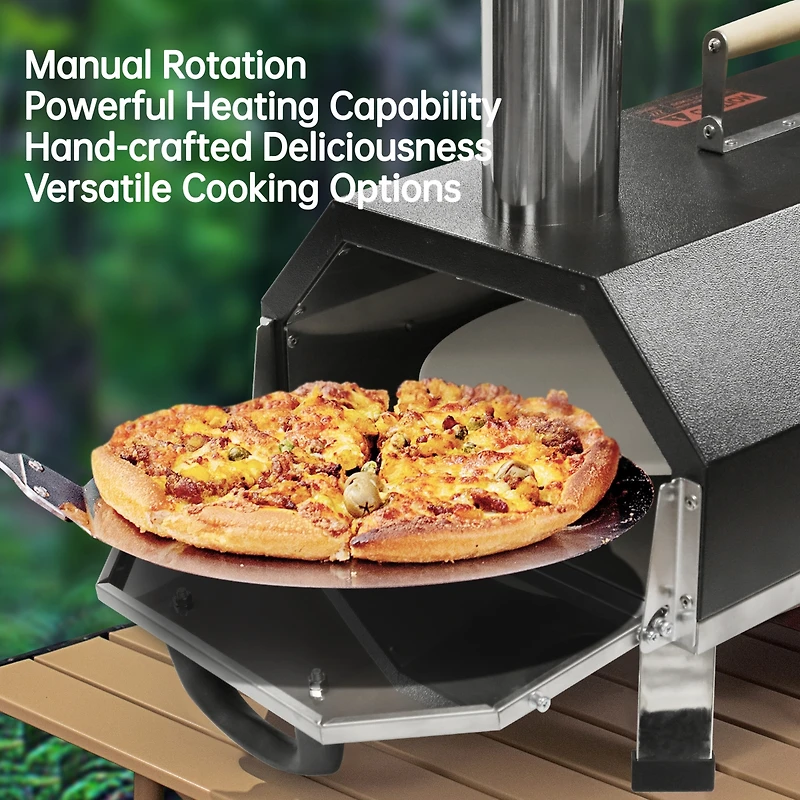 Streamdale Furniture Black 12 Outdoor Pizza Oven: Portable, Wood-Fired, Authentic Stone Baked Pizzas