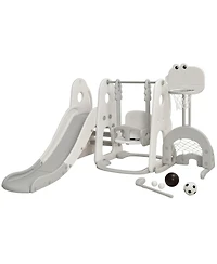 6 1 Toddler Slide and Swing Set Climber Playset w/ Ball Games Orange