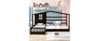 Streamdale Twin Bed with L-Structure Fence, Espresso