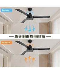 Streamdale 52 Inch Black Ceiling Fan Without Light, High Capacity Dc Motor