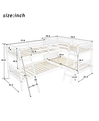 Streamdale Furniture L-Shaped Bunk Bed With Ladder, Twin