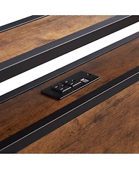 Metal Platform Bed Frame with Headboard, Usb, Led, Storage