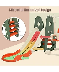 6 1 Toddler Slide and Swing Set Climber Playset w/ Ball Games Orange
