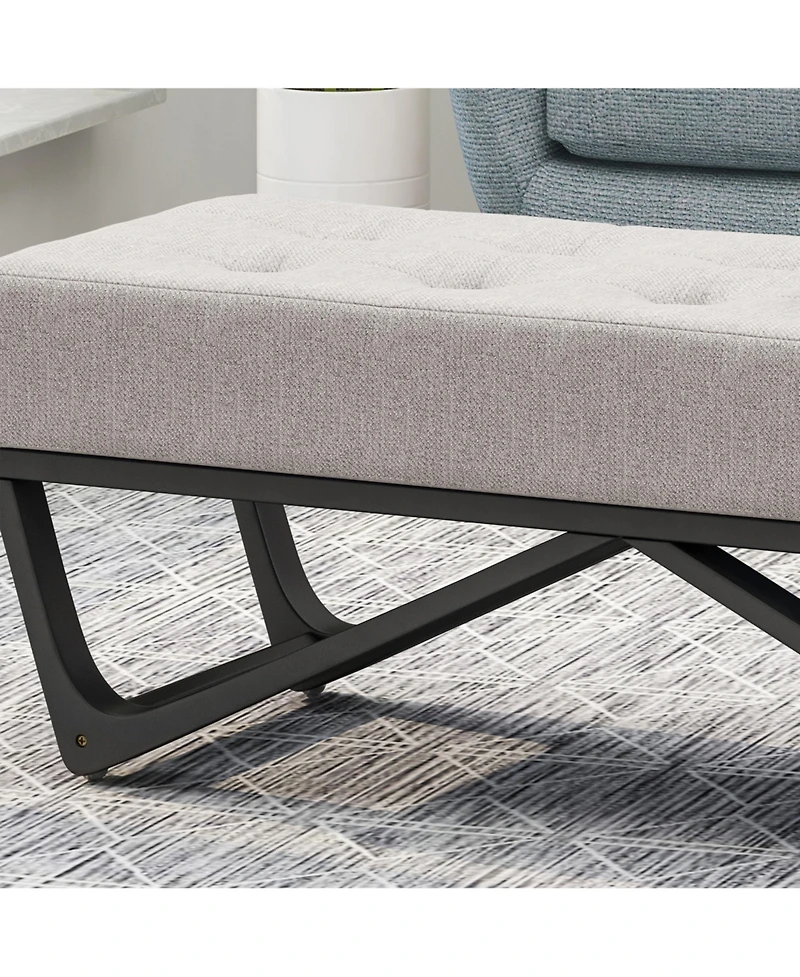 Streamdale Modern Geometric Button Tufted Ottoman Bench with Bentwood Frame