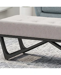 Streamdale Modern Geometric Button Tufted Ottoman Bench with Bentwood Frame