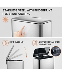 Mega Casa 14.8 Gallon Trash Can, 7.4 Gallon Dual Compartment Recycling Step-On Ss Kitchen Trash Can