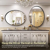 Homlux Oval Wall Mounted Mirror 26"x38" in Black