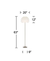 Possini Euro Design Modern Floor Lamp 63" Tall Brushed Steel White Orb Petal Flower Shade Dimmable for Living Room Reading Bedroom Office