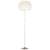 Possini Euro Design Modern Floor Lamp 63" Tall Brushed Steel White Orb Petal Flower Shade Dimmable for Living Room Reading Bedroom Office