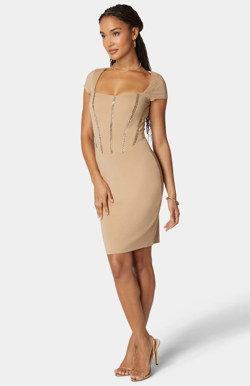Bebe Women's Embellished Corset Mini Dress