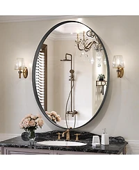 Homlux Oval Wall Mounted Mirror 24"x36" in Black
