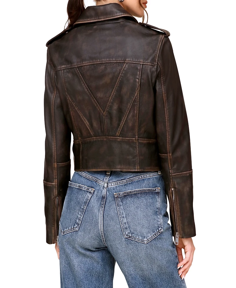 Avec Les Filles Women's Asymmetric Leather Moto Jacket