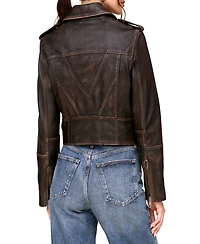 Avec Les Filles Women's Asymmetric Leather Moto Jacket
