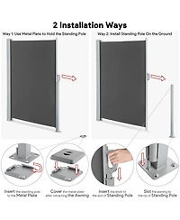 119x71 In Outdoor Retractable Side Awning Folding Privacy Screen Divider Garden