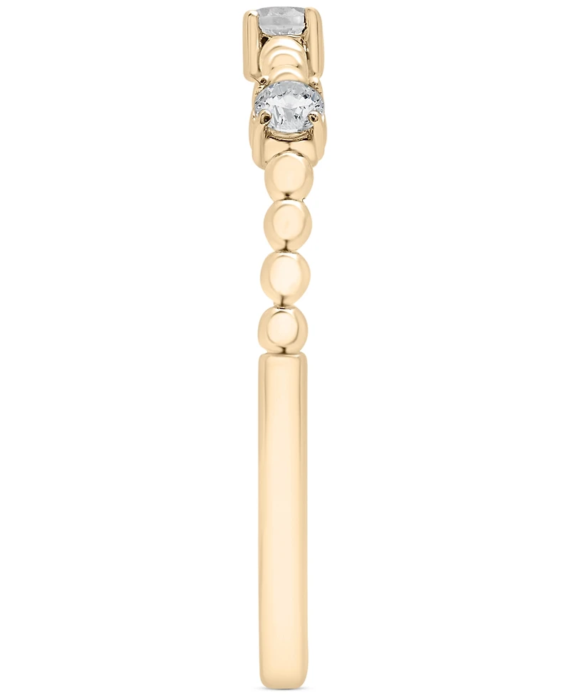 Diamond Beaded Narrow Stack Band (1/10 ct. t.w.) 10k Gold or White Gold, Created for Macy's