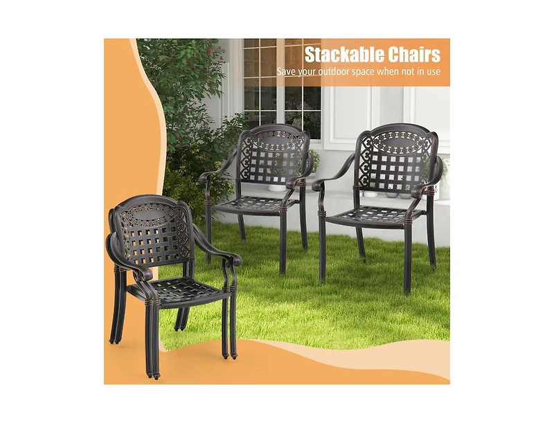 Slickblue Set of 2 Cast Aluminum Patio Chairs with Armrests