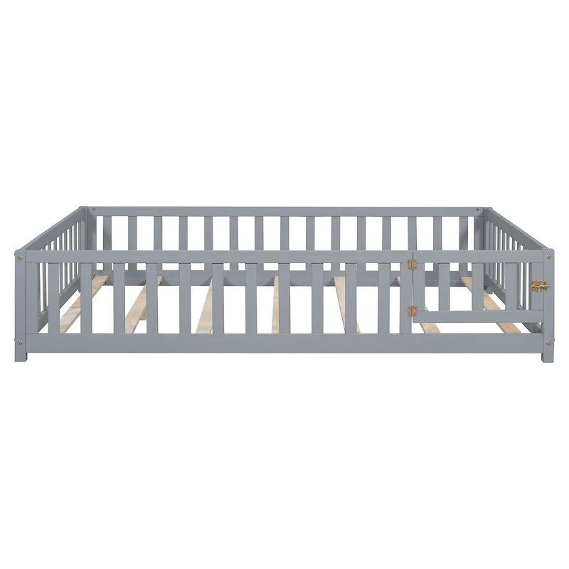 Simplie Fun Montessori Floor Bed for Toddlers: Grey Wood