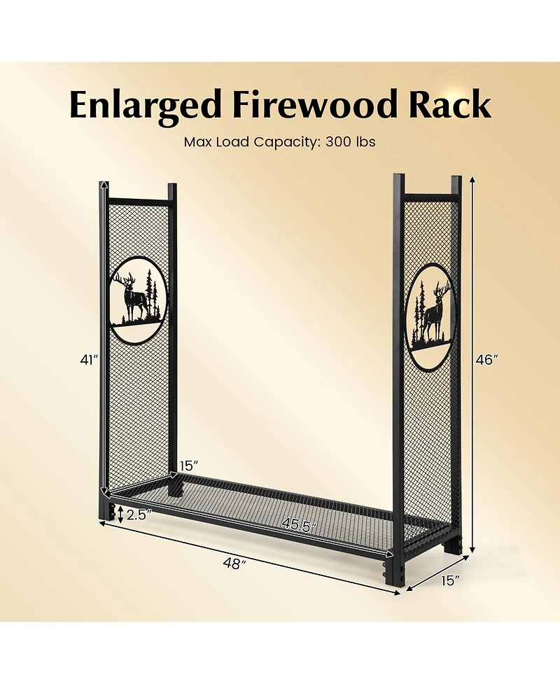 Slickblue 4 Feet Firewood Rack Stand with Mesh Sides
