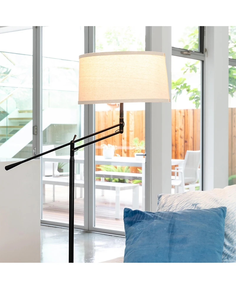 Ava 61" Led Modern Standing Floor Lamp with Fabric Drum Shade