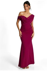 Quiz Women's Scuba Crepe Asymmetric Cowl Neck Maxi Dress