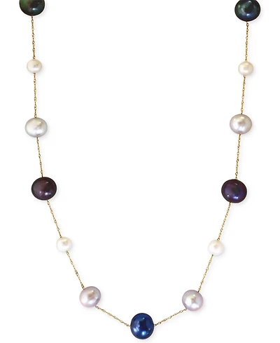 Effy Multi-Color Cultured Freshwater Pearl Station Necklace in 14k Gold (6mm)