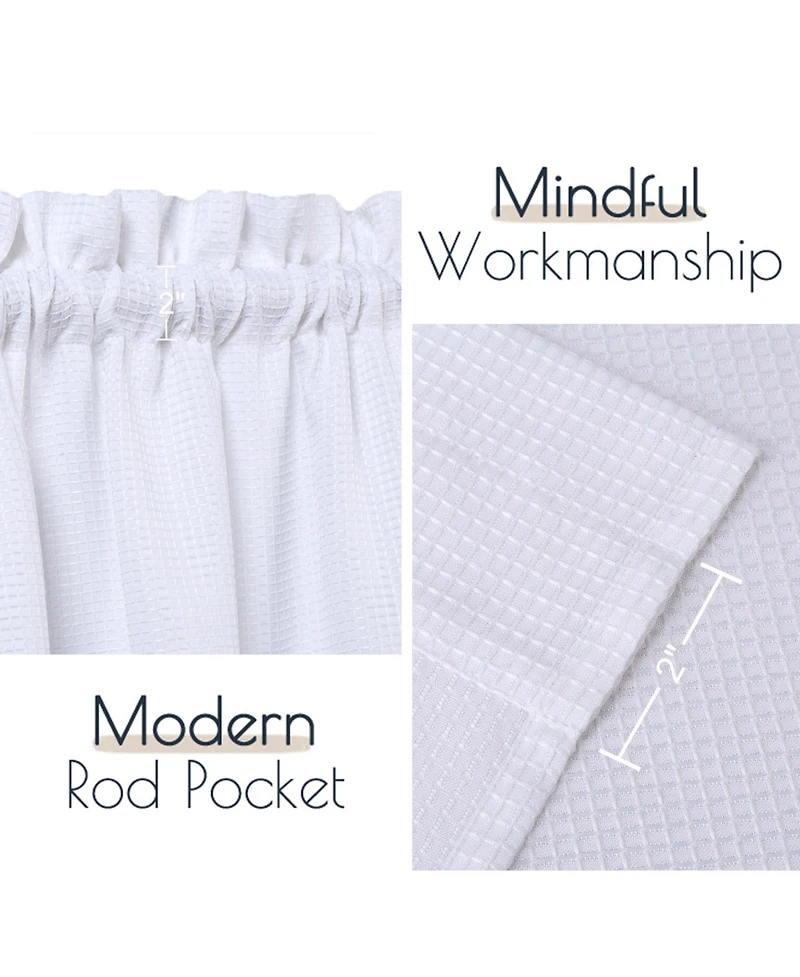 Caromio Waffle Weave Rod Pocket Kitchen Valance Curtain, 60" x 15"