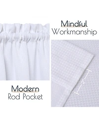 Caromio Waffle Weave Rod Pocket Kitchen Valance Curtain, 60" x 15"