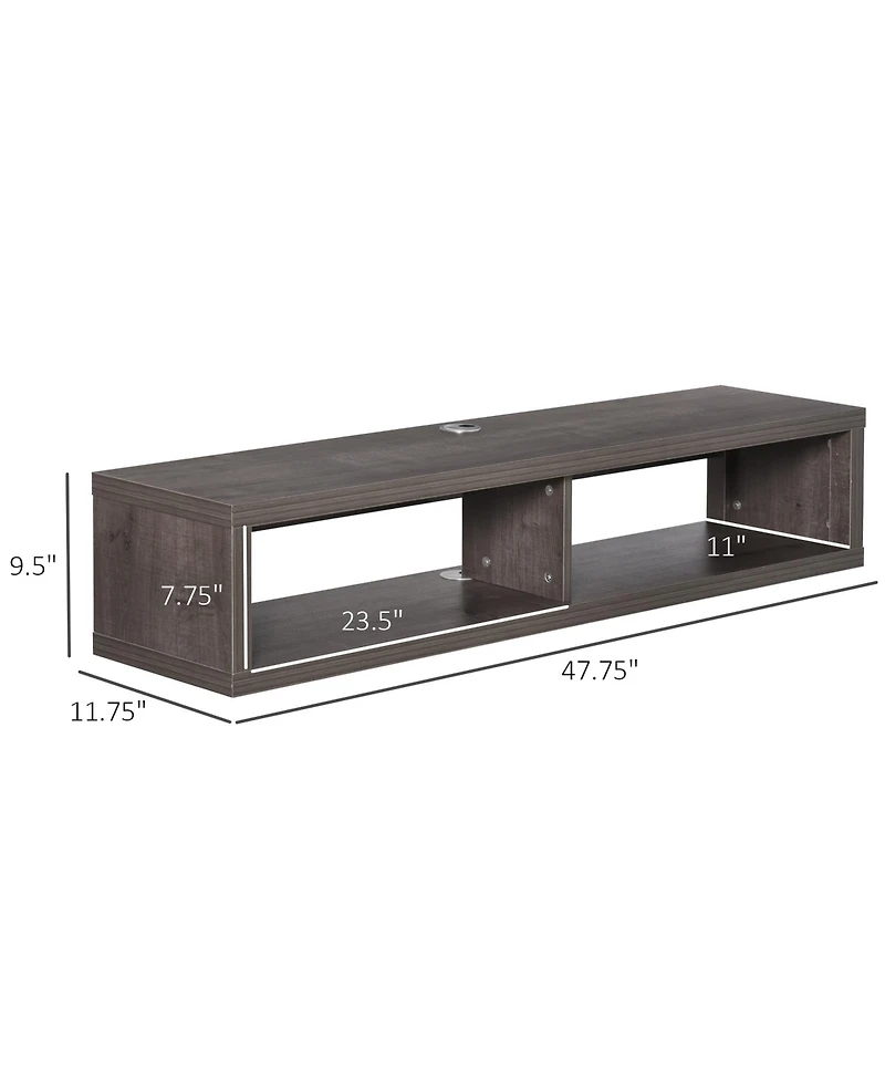 Homcom Wall Mounted Media Console Floating Storage for Living Room, Dark
