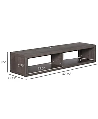 Homcom Wall Mounted Media Console Floating Storage for Living Room, Dark