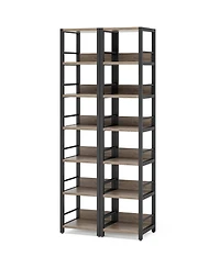 Tribesigns 6-Tier Corner Shelf Set of 2, 75 Inch Tall Narrow Bookshelf Storage Rack, Etagere Shelves Display Stand for Small Spaces, Rustic Open Bookc