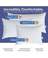 Continental Bedding Luxury Down Pillows Queen Size Set of 2 - 550FP Soft