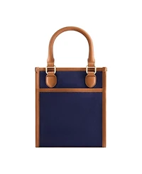 Solid Canvas North South Tote with Leather Trim