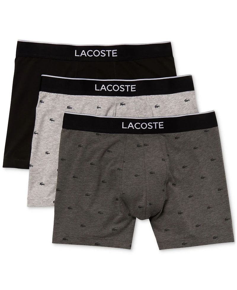 Lacoste Men's 3-Pack Regular-Fit Stretch Mini-Croc Boxer Briefs