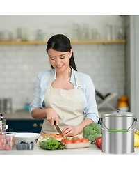 iTouchless Stainless Steel Compost Bin 1.6 Gallon Includes AbsorbX Odor Filter System, Pest-Proof, Titanium Rust-Free Space-efficient Slim Oval Shape