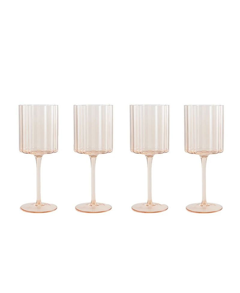 Jeanne Fitz Scalloped Rim Fluted Wine Glass, Set of 4