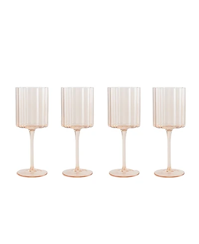 Jeanne Fitz Scalloped Rim Fluted Wine Glass, Set of 4