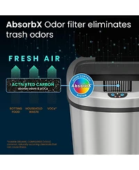 iTouchless Stainless Steel Oval Sensor Trash Can with AbsorbX Odor Filter and Ac Adapter, 13 Gallon Silver