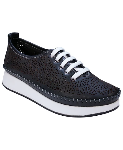 Cools 21 Women's Sarto Perforated Leather Lace Up Platform Sneakers