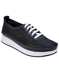 Cools 21 Women's Sarto Perforated Leather Lace Up Platform Sneakers