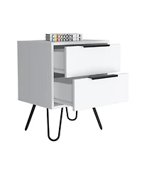 Fm Furniture Nuvo Nightstand,Two Drawers, Hairpin Legs