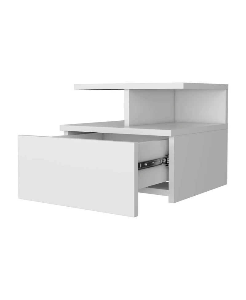 Fm Furniture Augusta Floating Nightstand with 2-Tier Shelf and 1-Drawer