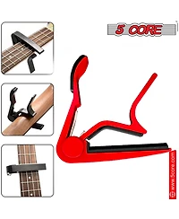 5Core Capo Acoustic Electric Guitar 6 String Kapo Clip For Banjo Mandolin Ukulele - Capo Red