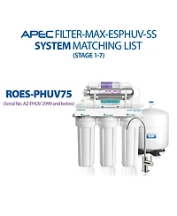 Apec Water Systems Apec Ro Replacement Filters Complete Filter Set for Essence 75 Gpd Ph and Uv Ss Reverse Osmosis 7-Stage Systems (Stages 1-7)