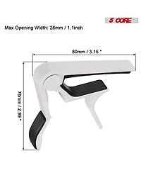 5Core Capo Acoustic Electric Guitar 6 String Kapo Clip For Banjo Mandolin Ukulele - Capo Wh 1Pc