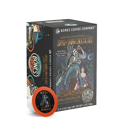 Bones Coffee Company Flavored Coffee Bones Cups Army of Dark Chocolate | 12ct Single-Serve Coffee Pods Compatible with Keurig 1.0 & 2.0 Keurig Coffee