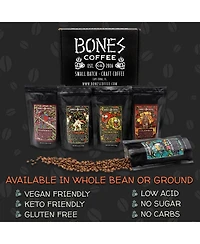 Bones Coffee Company New World Tour Sample Pack | Whole Coffee Beans Sampler Gift Box Set | 4 oz Pack of 5 Assorted Single-Origin Gourmet Coffee Gifts